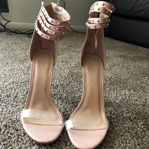 Charlotte Russe Clear Strap Nude Heels